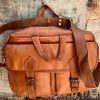 Craftshades – 11*15″ Double Pocket Handcrafted Laptop Messenger Goat Leather Bag | 100% Genuine Leather - Image 2