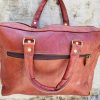 Craftshades – 15″ Double Strip Handcrafted Briefcase Goat Leather Bag (Brown) | 100% Genuine Leather - Image 3