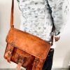 Craftshades – Single Pocket Double Strip Handcrafted Satchel Leather Bag | 100% Genuine Leather 10 x 13 x 3 Inch - Image 2