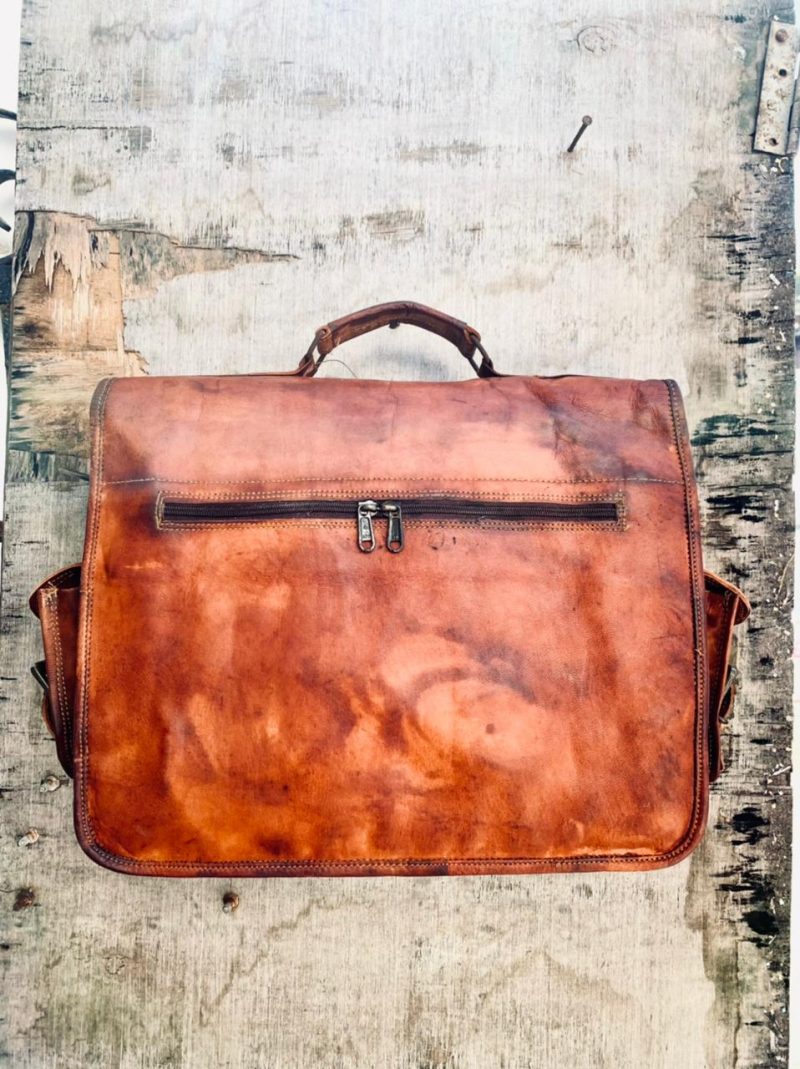handcrafted ND  leather bag with pocket  11*15 - Image 4
