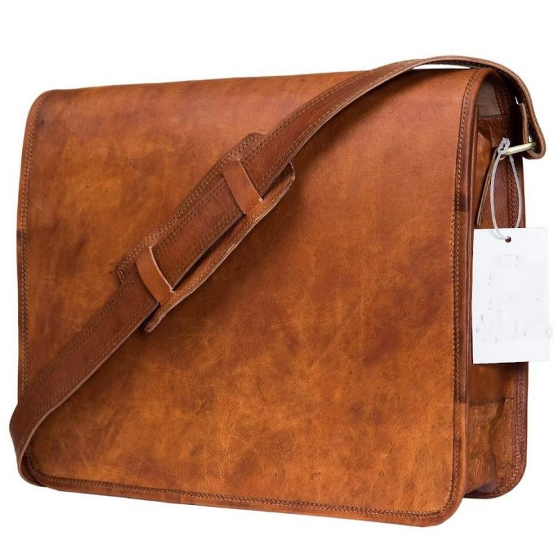Craftshades – 15 Inch  Handcrafted Goat Leather Laptop Bag | 100% Genuine Leather