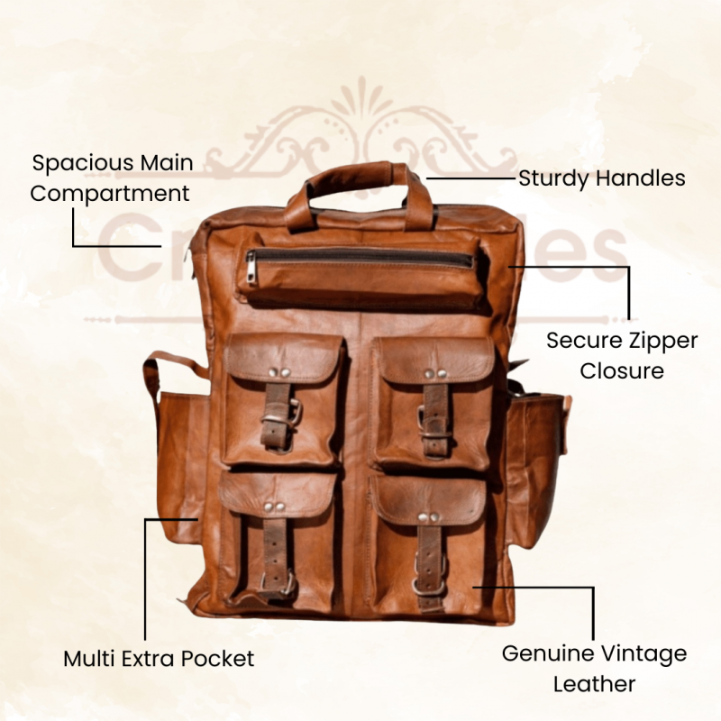Craftshades - Seven Pocket Goat Leather Backpack | Unisex - Image 5