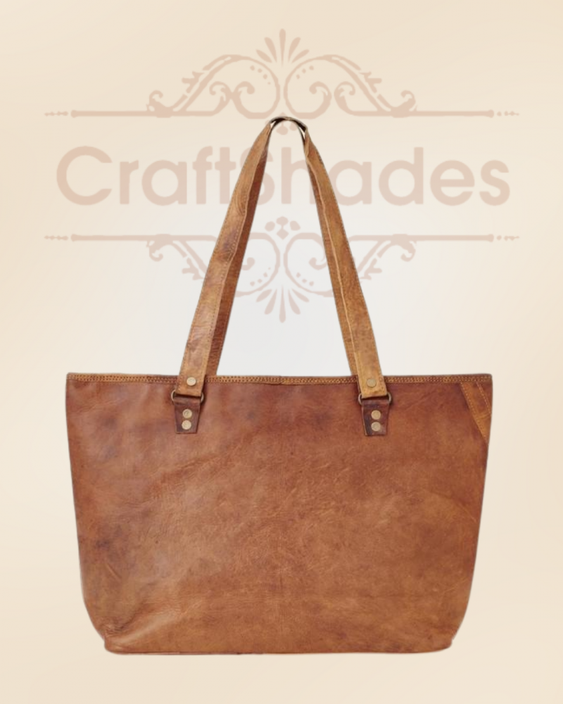 Craftshades – 13 Inch Handcrafted Leather Women’s Tote Bag | 100% Genuine Leather - Image 5