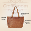 Craftshades – 13 Inch Handcrafted Leather Women’s Tote Bag | 100% Genuine Leather - Image 2