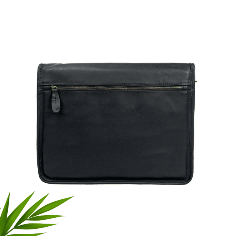 Craftshades – 10*13"Crossbody Handcrafted Small  Goat Leather messenger bag - Black | 100% Genuine Leather - Image 2
