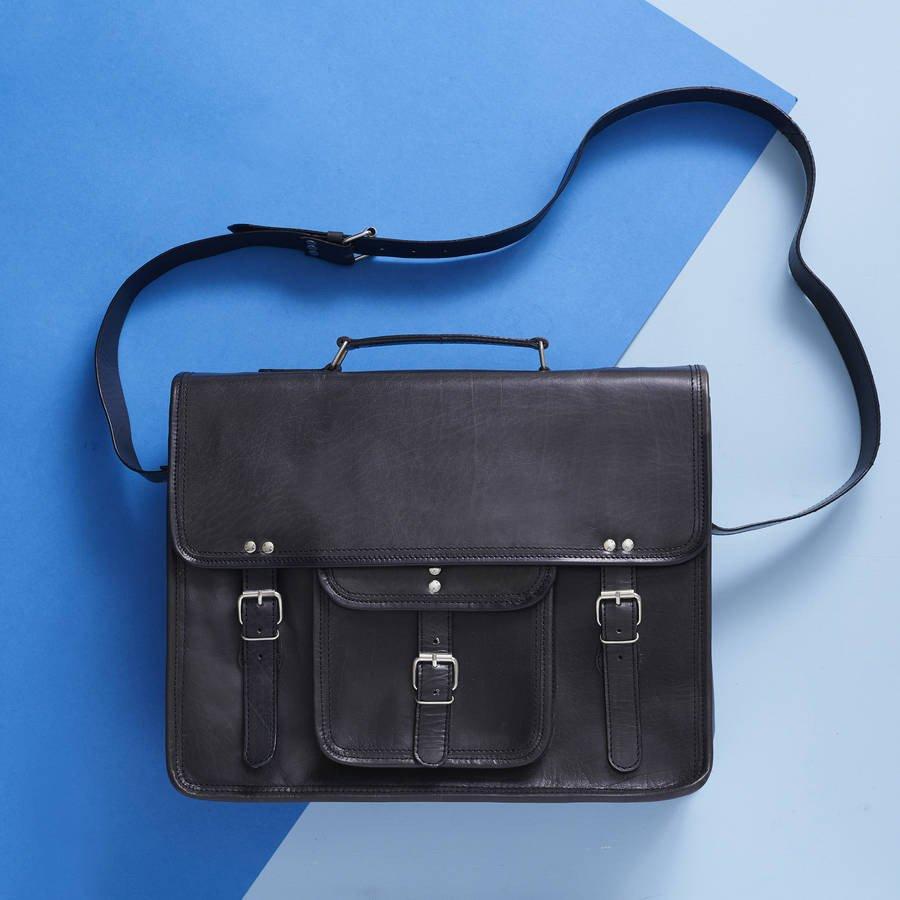 black leather satchel