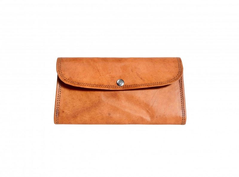 Craftshades – 8 Inch Handcrafted Unique Clutch Tan Color Leather Bag for Women | 100% Genuine Leather