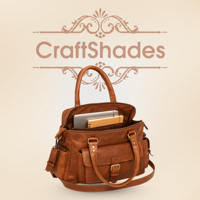 Craftshades – 13 Inch Handcrafted Leather Women’s brown Tote Bag | 100% Genuine Leather - Image 2