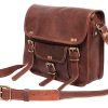 Craftshades – 13 Inch Single Pocket Double Strip Handcrafted Satchel Goat Leather Bag | 100% Genuine Leather
