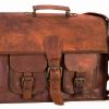 Craftshades – 15 Inch Double Pocket Handcrafted Vintage Messenger Goat Leather Bag For Men | 100% Genuine Leather