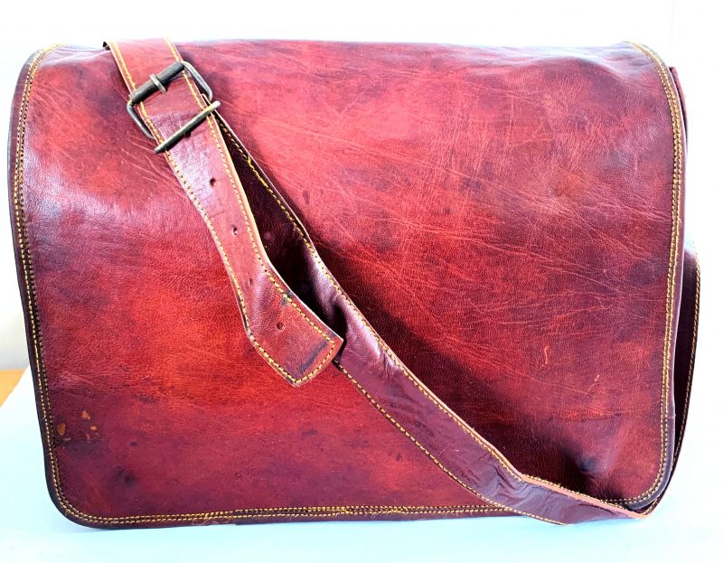 Craftshades – Full Flap Plain Handcrafted  Leather laptop Bag | 100% Genuine Leather|11*15 - Image 2