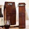 Wine Carrier. For 2 Bottles Leather Wine Tote. Wine Holder. Engraved Wine Tote. Leather bottle holder - Image 2
