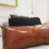 100% Goat Leather Pillow Cover - Sofa Cushion Case - Decorative Throw Covers for Living Room & Bedroom - Light Brown Pack of 1 - Image 2