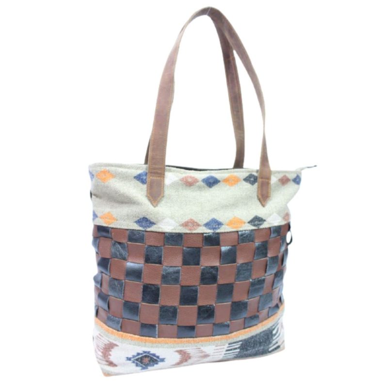 Canvas Tote Bag Checks Design