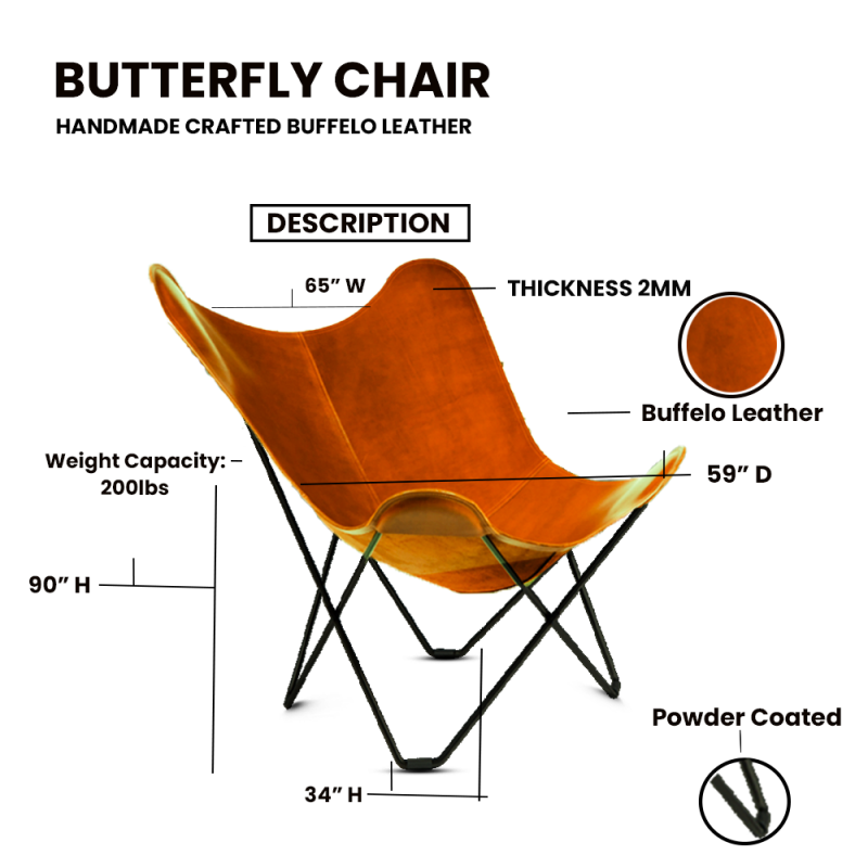 Butterfly Chair Brown chair Buffalo leather - Image 7