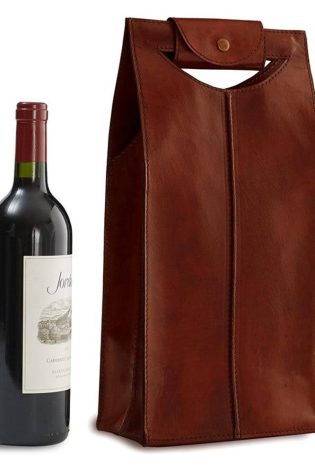 Wine Carrier. For two Bottles Leather one Wine Tote. Wine Holder. Engraved Wine Tote. Leather bottle holder