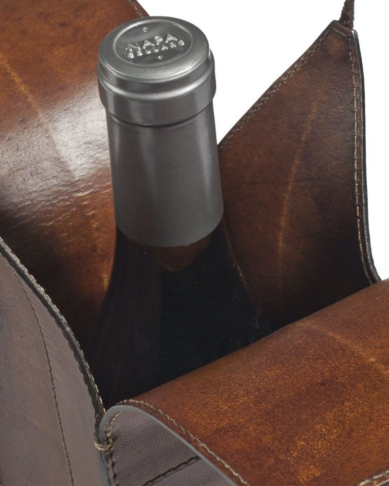 Wine Carrier. For two Bottles Leather one Wine Tote. Wine Holder. Engraved Wine Tote. Leather bottle holder - Image 2