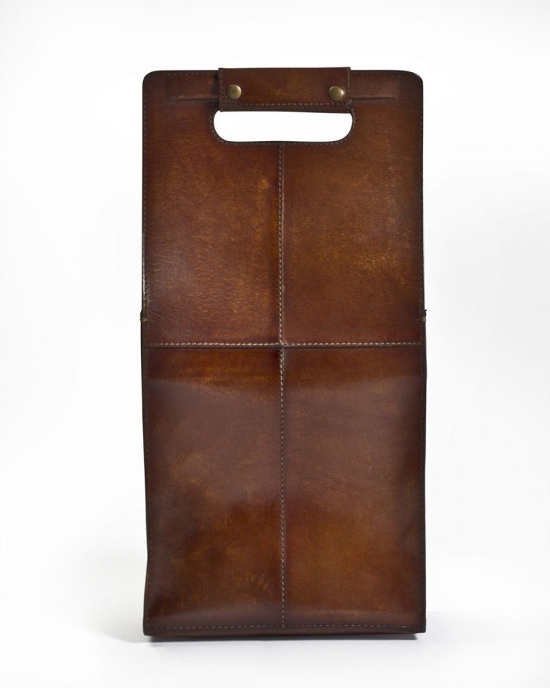 Wine Carrier. For 2 Bottles Leather Wine Tote. Wine Holder. Engraved Wine Tote. Leather bottle holder - Image 3