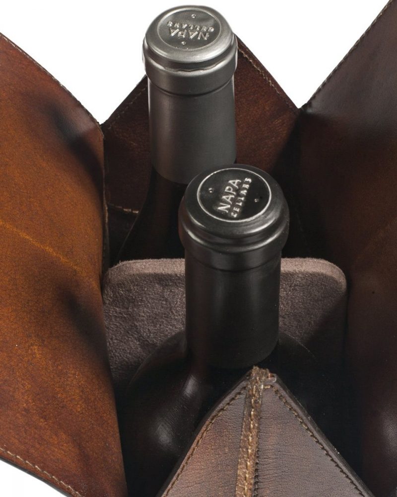 Wine Carrier. For 2 Bottles Leather Wine Tote. Wine Holder. Engraved Wine Tote. Leather bottle holder - Image 4