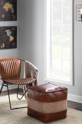 Leather Pouf, ottoman pouf handmade pouf footstool