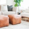 Leather pouf bag
