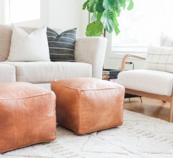 Leather pouf bag