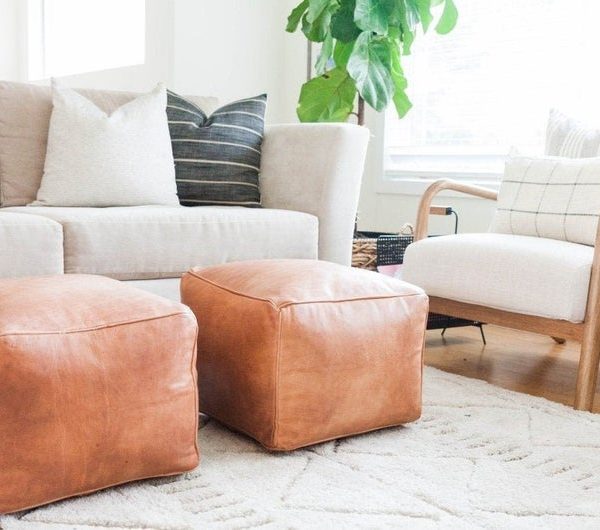 Leather pouf bag