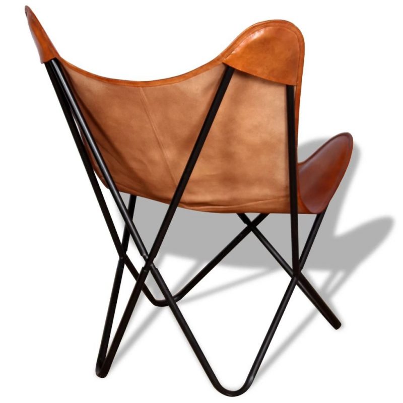 Handmade leather 2 Butterfly Chair 1 Pouf - Image 5