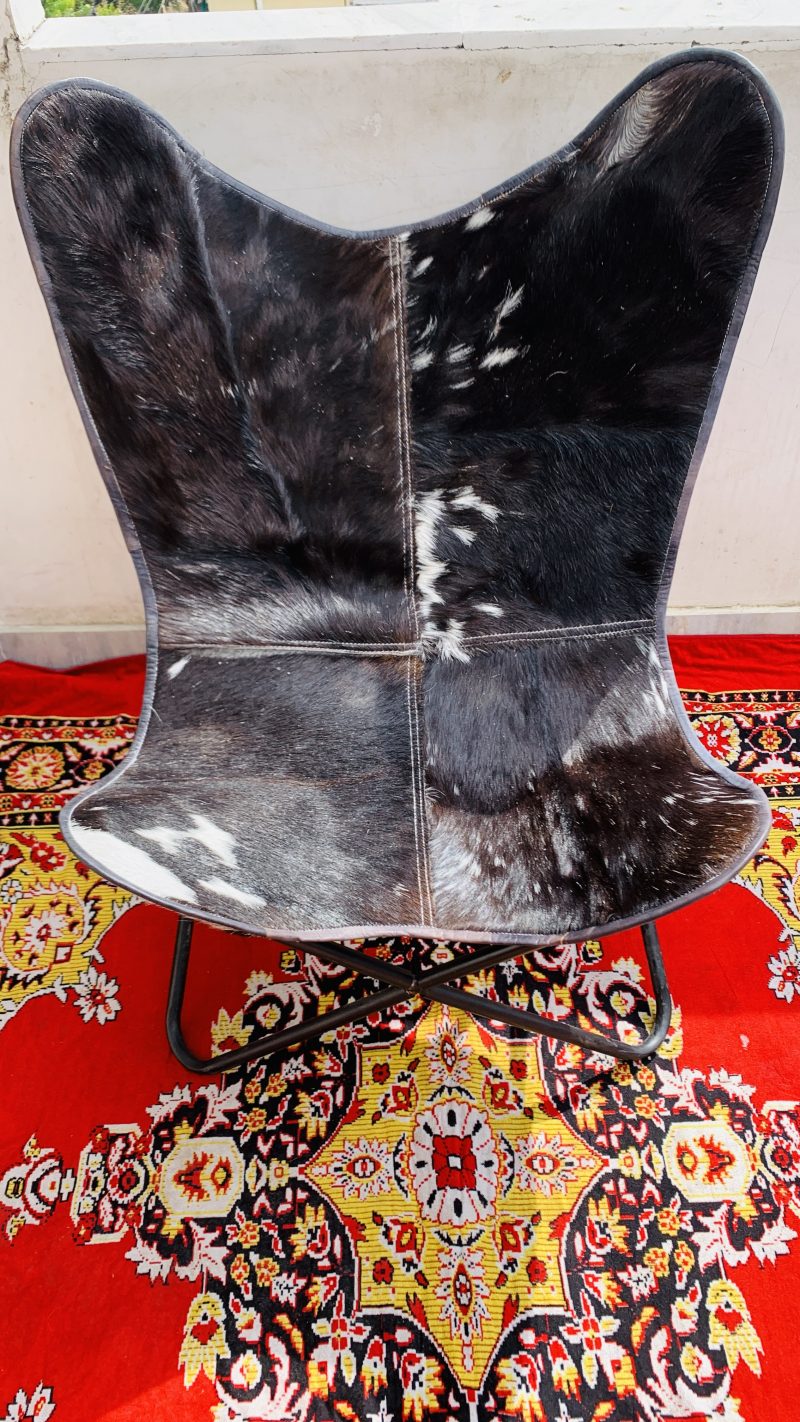 CraftShades Handmade Hairon Leather Butterfly Chair Combo (Pack of 2) - Image 3