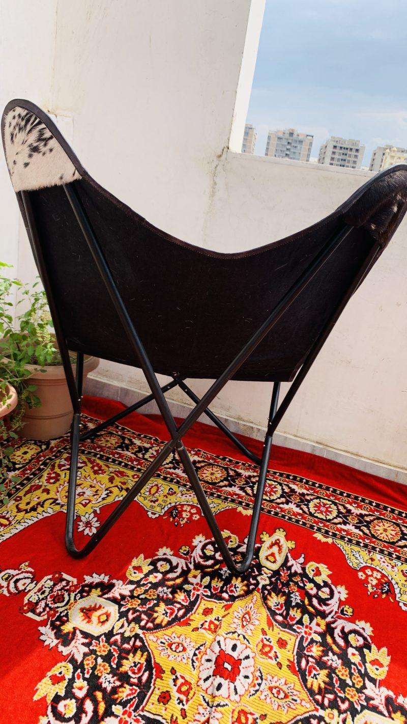 CraftShades Handmade Hairon Leather Butterfly Chair Combo (Pack of 2) - Image 2