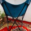 Handcrafted Leather Butterfly Chair, foldable chair Blue Colour Combo (pack of 2) - Image 3