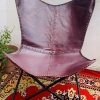 Handmade Leather Butterfly Chair, Handmade chair, foldable chair Purple Colour Combo (Pack of 2) - Image 3