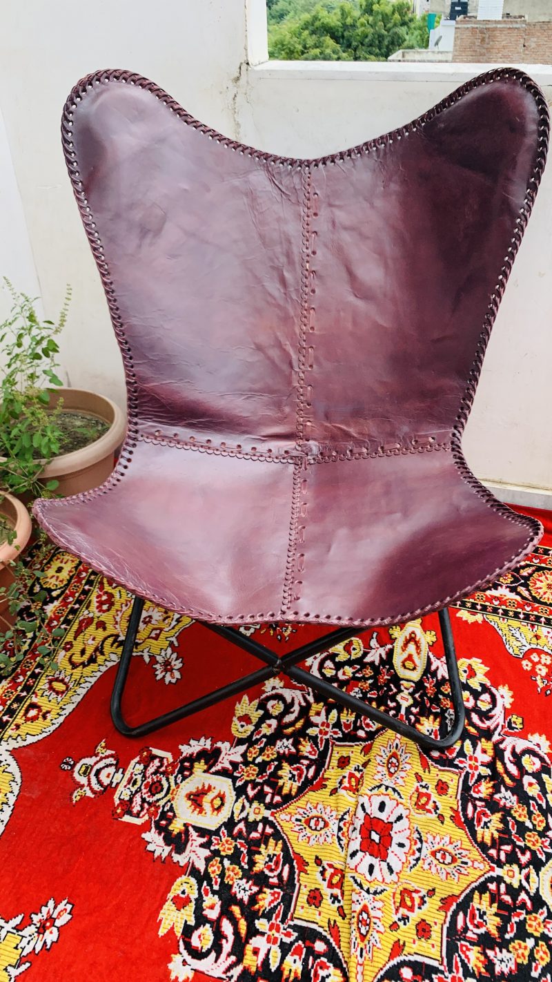Handmade Leather Butterfly Chair, Handmade chair, foldable chair - Image 3