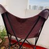 Handmade Leather Butterfly Chair, Handmade chair, foldable chair Purple Colour Combo (Pack of 2) - Image 2