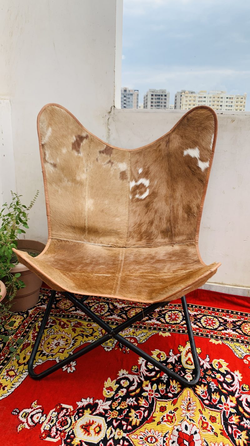 CraftShades Handmade Hairon Leather Butterfly Chair - Image 6