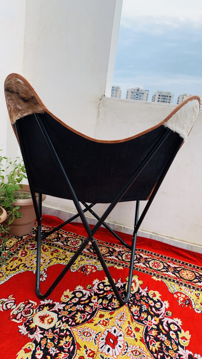 CraftShades Handmade Hairon Leather Butterfly Chair - Image 5
