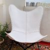 CraftSades Handcrafted buffalo Leather Butterfly Chair, Handmade chair, foldable chair, White Colour Combo (Pack of 2) - Image 4