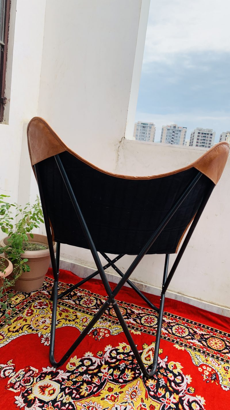 CraftShades HandCrafted Leather Padded Butterfly Chair Goat leather - Image 4