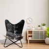 CraftShades Handmade Hairon Leather Butterfly Chair Black Colour - Image 2