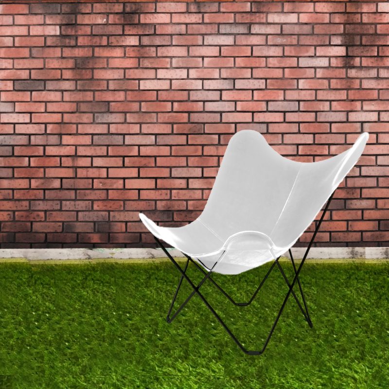 Handcrafted Leather Butterfly Chair, Handmade chair, foldable chair, White Colour - Image 2