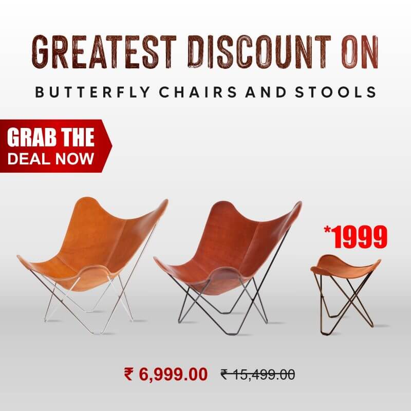 Handmade 2 Leather Chair & 1 Stool Combo