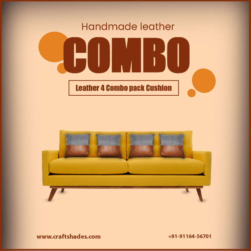 Handmade Leather 4 Combo pack Cushion for Sofa