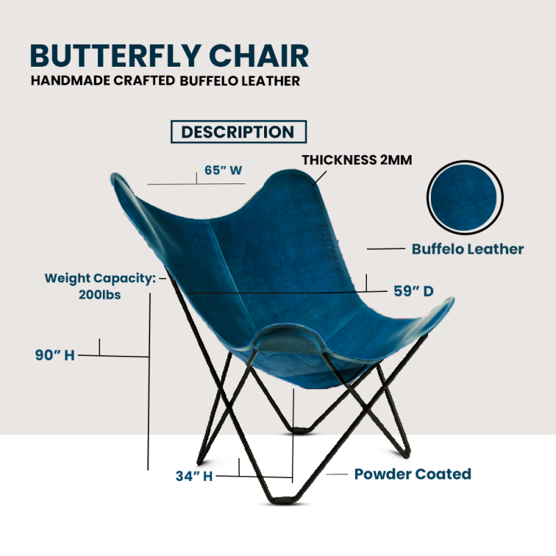 Handmade crafted blue Canvas Butterfly chair - Image 4