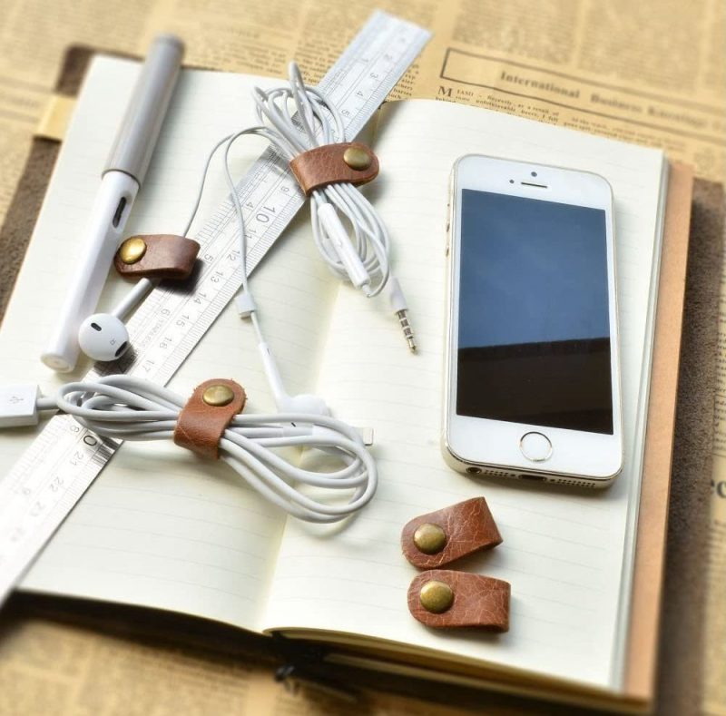 Leather Earphone cable holder