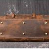 24 inch Buffalo Leather Duffle Bag with Shoes Compartment - Image 8