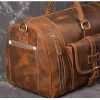 24 inch Buffalo Leather Duffle Bag with Shoes Compartment - Image 5