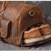 24 inch Buffalo Leather Duffle Bag with Shoes Compartment - Image 2