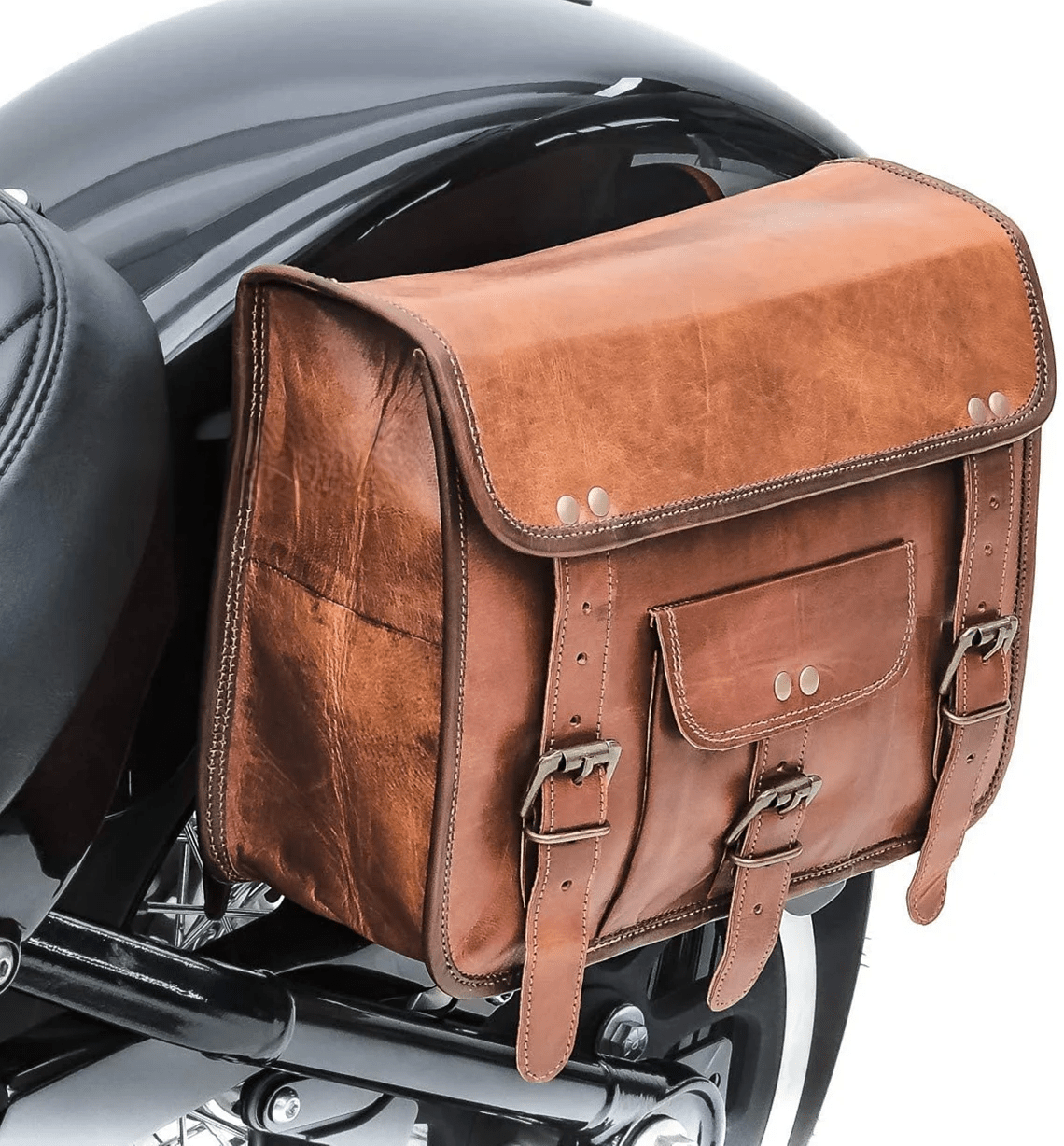 CraftShades Personalized Brown Leather Bike Bag Motorcycle Bag Cycle Bags CraftShades