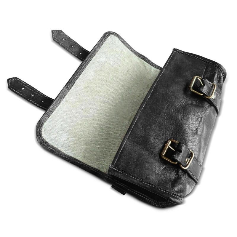 CraftShades Leather Motorcycle Black Side Round bags  - Image 7