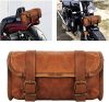 Classic Leather Motorcycle Brown Side Round bags for bike side storage with vintage design